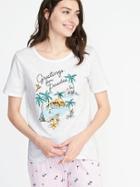 Old Navy Womens Relaxed Slub-knit Graphic Tee For Women Greetings From Paradise Size L