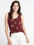 Old Navy Womens Everywear Printed Slub-knit Tank For Women Palm Tree Size L