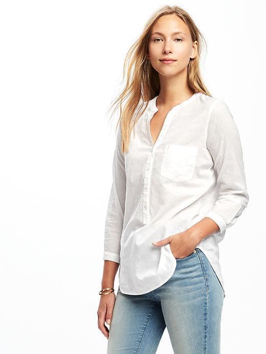 Old Navy Textured Dobby Shirt For Women - Cream