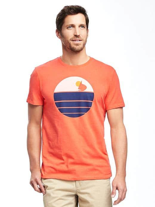 Old Navy Graphic Crew Neck Tee For Men - Brick Of Time