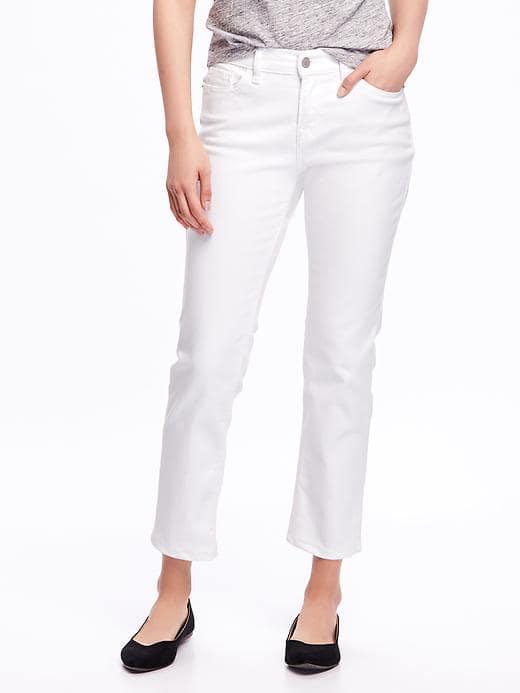 Old Navy Stay White Boyfriend Straight Jeans For Women - Bright White