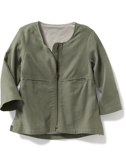 Old Navy Collarless Linen Blend Jacket - Money Bags