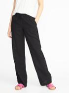 Old Navy Womens Mid-rise Soft Wide-leg Linen-blend Pants For Women Black Size Xxl