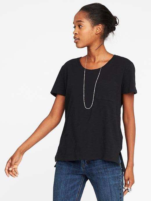 Old Navy Boyfriend Slub Knit Tee For Women - Black