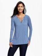 Old Navy Lace Up Swing Top For Women - Aviator Blue