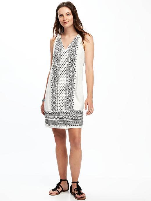 Old Navy V Neck Cutout Back Shift Dress For Women - White