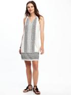 Old Navy V Neck Cutout Back Shift Dress For Women - White