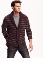 Old Navy Mens Shawl Collar Cardigan Size M Tall - Burgandy Stripe
