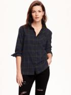 Old Navy Classic Flannel Shirt For Women - Black Watch