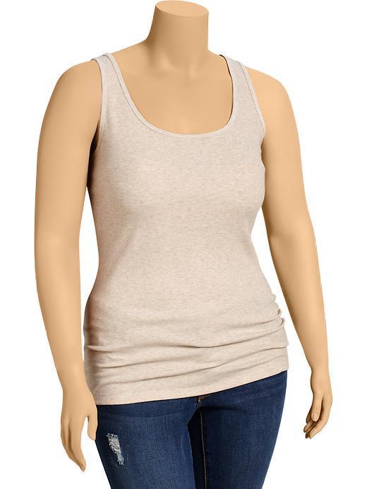 Old Navy Womens Plus Perfect Rib Knit Tanks - Heather Oatmeal
