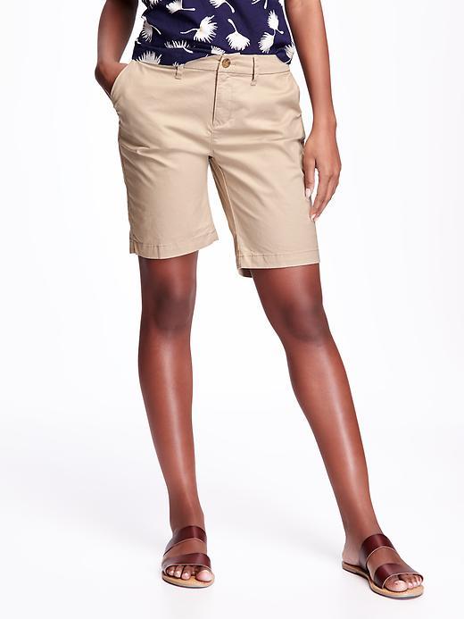 Old Navy Relaxed Mid Rise Twill Shorts For Women 9 - Rolled Oats