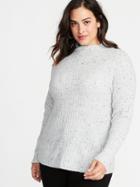Old Navy Womens Directional Rib-knit Plus-size Mock-neck Sweater Light Gray Size 2x