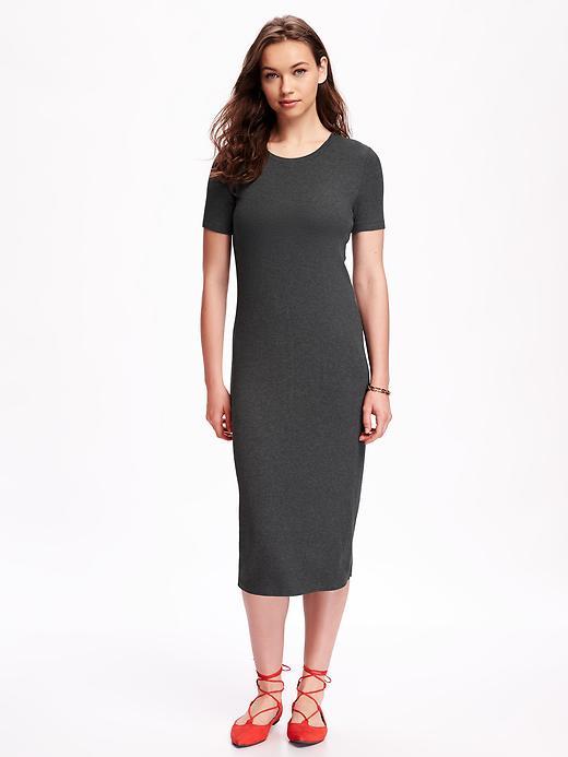 Old Navy Ribbed Knit Bodycon Midi For Women - Heather Grey