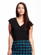 Old Navy Classic Ruffle Sleeve Top For Women - Black