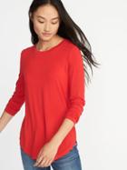 Old Navy Womens Luxe Crew-neck Tee For Women Vermilion Red Size Xs