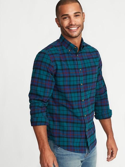 Old Navy Mens Regular-fit Built-in Flex Everyday Oxford Shirt For Men Cobalt Ink Size Xl