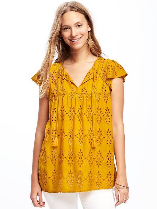 Old Navy Cutwork Swing Top For Women - Golden Opportunity