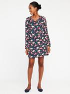 Old Navy Tie Neck Shirt Dress For Women - Navy Floral