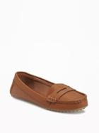 Old Navy Faux Leather Moccasins For Women - Whiskey