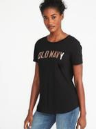 Old Navy Womens Logo-graphic Everywear Tee For Women Black Size L