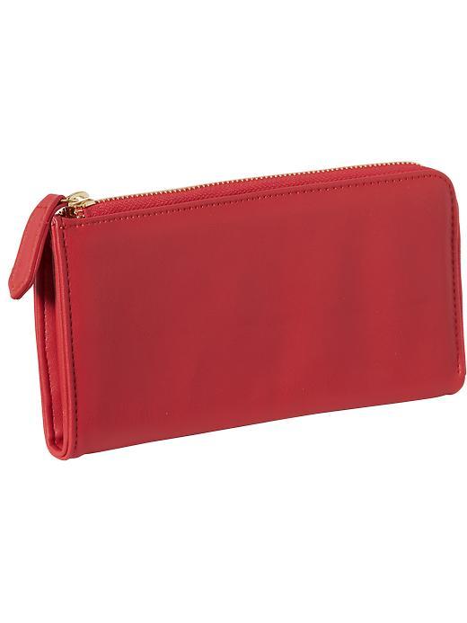 Old Navy Womens Faux Leather Zip Wallet Size One Size - Red