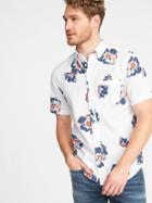 Old Navy Mens Slim-fit Seersucker Shirt For Men White Floral Size Xxxl