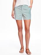 Old Navy Everyday Twill Shorts For Women 5 - Green Gingham