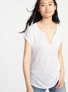 Old Navy Womens Relaxed Split-neck Tee For Women Cream Size Xxl