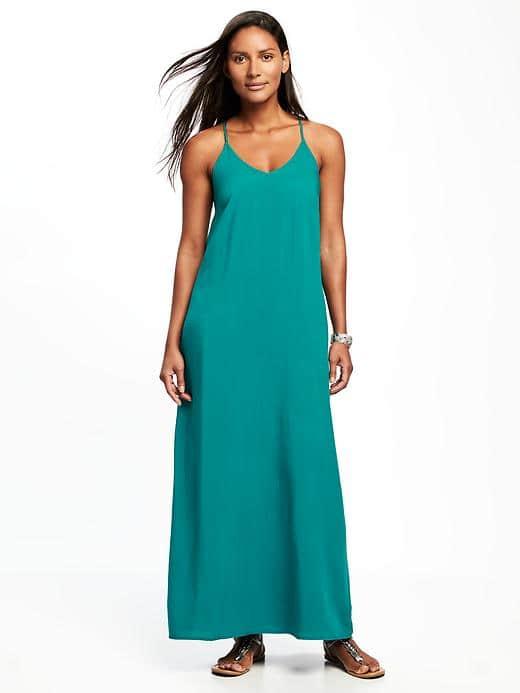 Old Navy Sleeveless V Neck Maxi Dress For Women - Emerging Emerald