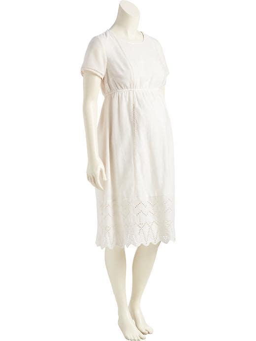 Old Navy Womens Eyelet-trim Midi Dress For Women Cream Size S