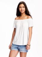 Old Navy Relaxed Off The Shoulder Swing Tee For Women - White