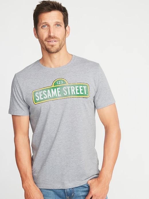 Old Navy Mens Sesame Street Graphic Tee For Men Light Heather Gray Size Xl
