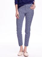 Old Navy Printed Mid Rise Pixie Ankle Pants - White/blue Floral