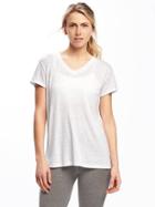Old Navy Go Dry Cool Keyhole Back Top For Women - White/gray