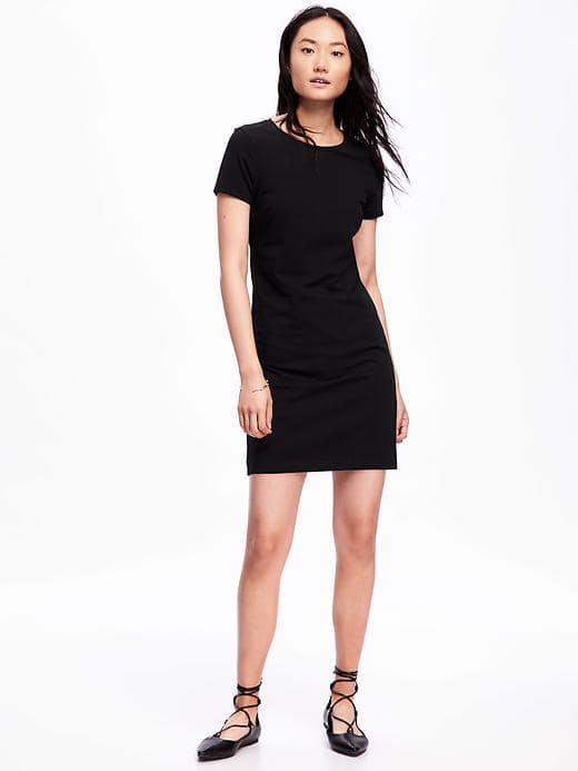 Old Navy Fitted Crew Neck Tee Dress For Women - Black
