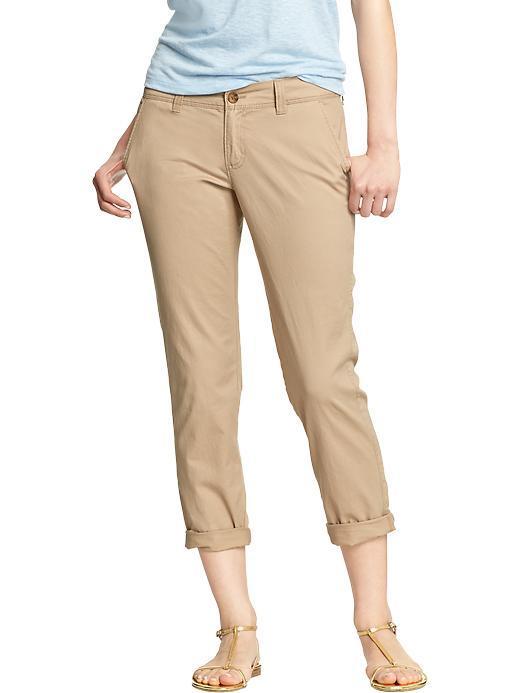Old Navy Womens Boyfriend Skinny Khakis 24 1/2&quot; - Rolled Oats