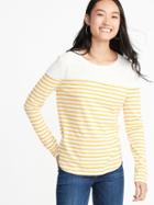 Old Navy Womens Everywear Color-block Tee For Women Yellow Stripe Size Xs