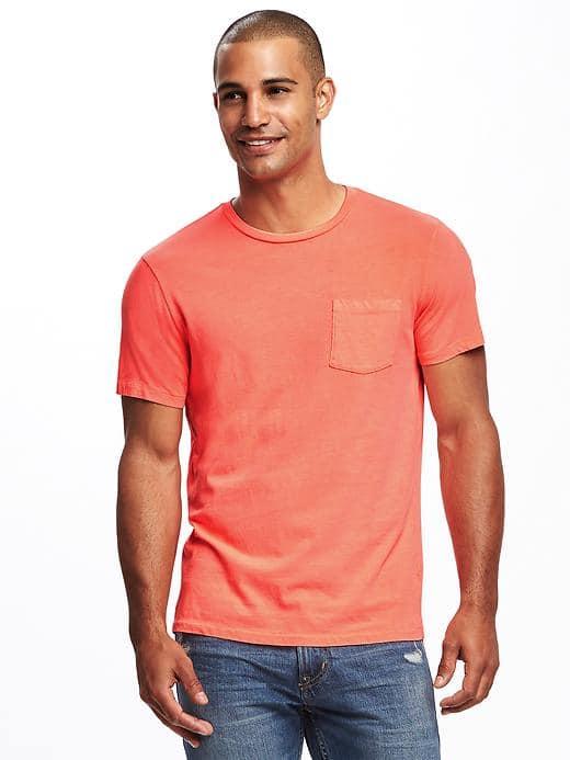 Old Navy Garment Dyed Crew Neck Tee For Men - Finding Neon