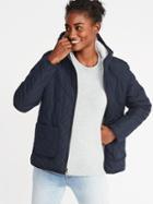 Old Navy Womens Quilted Sherpa-lined Hooded Jacket For Women In The Navy Size Xl