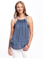 Old Navy Crinkle Gauze Tassel Tie Cami For Women - Light Blue Print