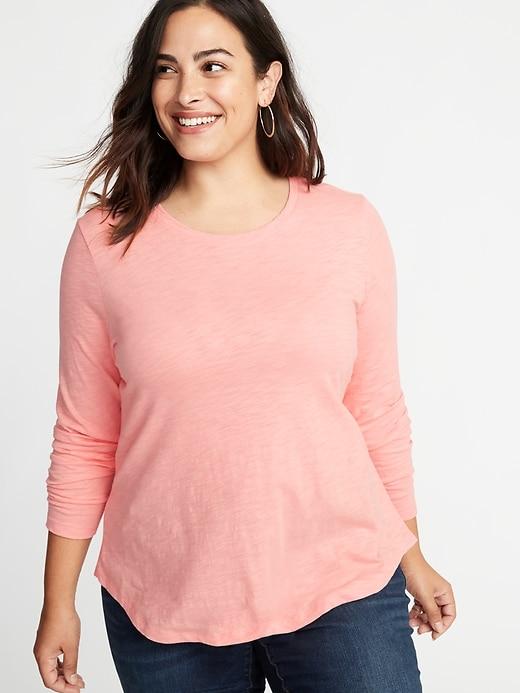 Old Navy Womens Everywear Slub-knit Plus-size Tee Pink Sherbert Size 1x