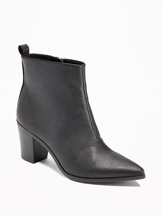 Old Navy Faux Leather Booties For Women - Black