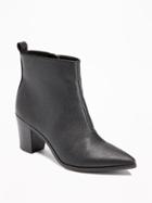 Old Navy Faux Leather Booties For Women - Black