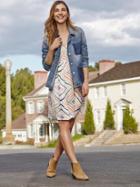 Old Navy V Neck Fit & Flare Dress - Multi Print