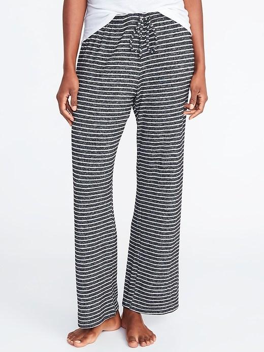 Old Navy Womens Plush-knit Lounge Pants For Women Black White Stripe Size M