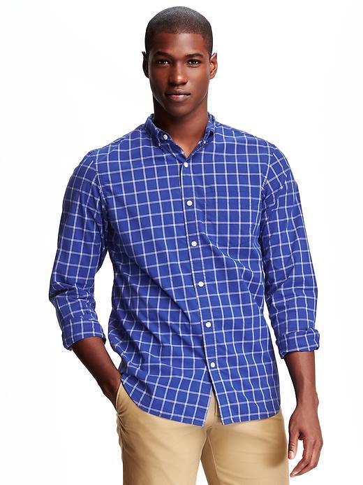 Old Navy Regular Fit Classic Plaid Shirt For Men - Blue Chip