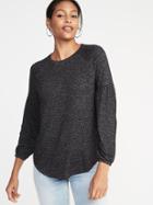 Old Navy Womens Plush-knit Balloon-sleeve Top For Women Charcoal Size Xxl