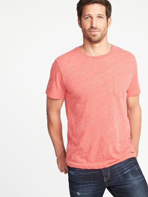 Old Navy Mens Soft-washed Slub-knit Pocket Tee For Men Red Size Xs