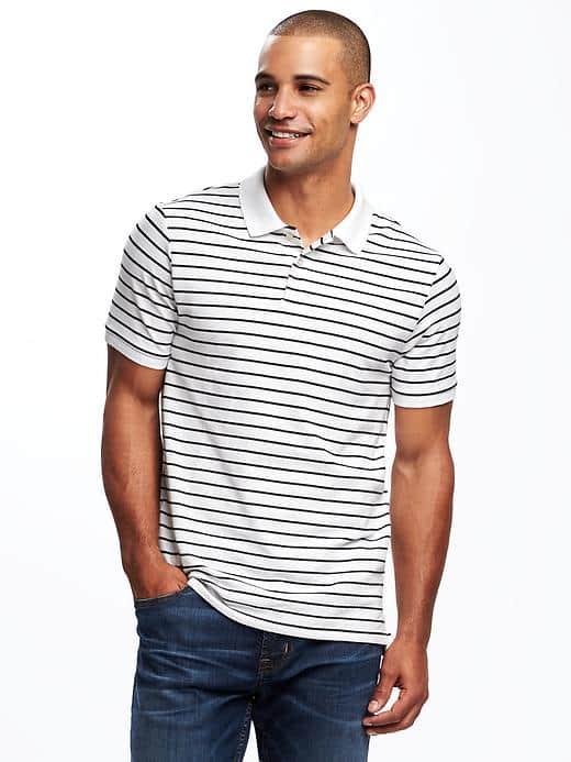 Old Navy Built In Flex Pro Polo For Men - Black/white Stripe
