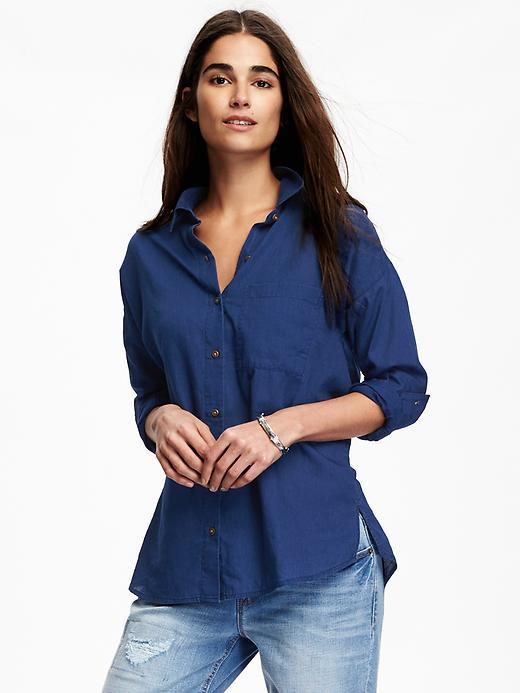 Old Navy Boyfriend Chambray Shirt - Indigo